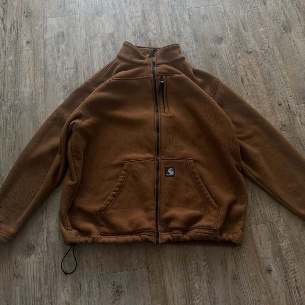 Carhartt J173 BUC Thermal Lined Full Zip Fleece Jacket Brown Size XL